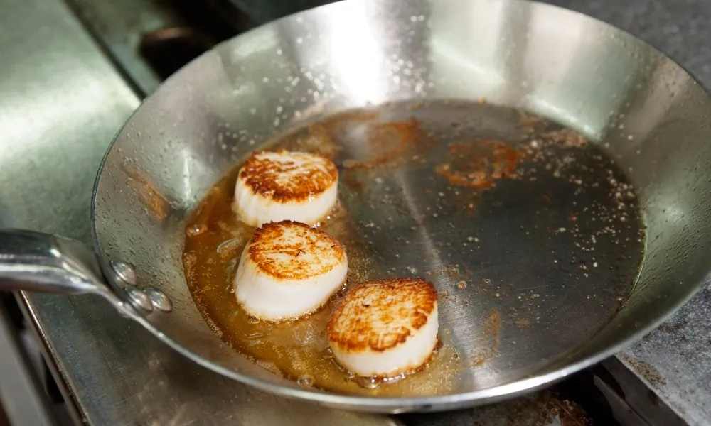 frying proteins like fish and eggs