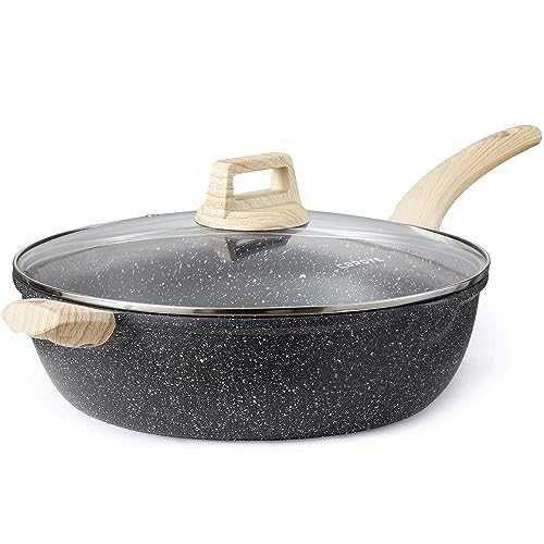 CAROTE Nonstick Deep Frying Pan with Lid