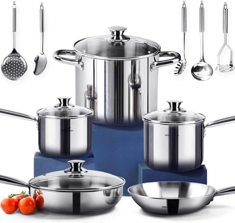 HOMICHEF 14-pc Nickel-Free Cookware Set